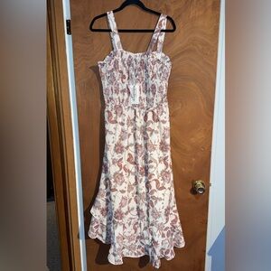 Grace Karin Floral Print Maxi Dress - Cream and Brown